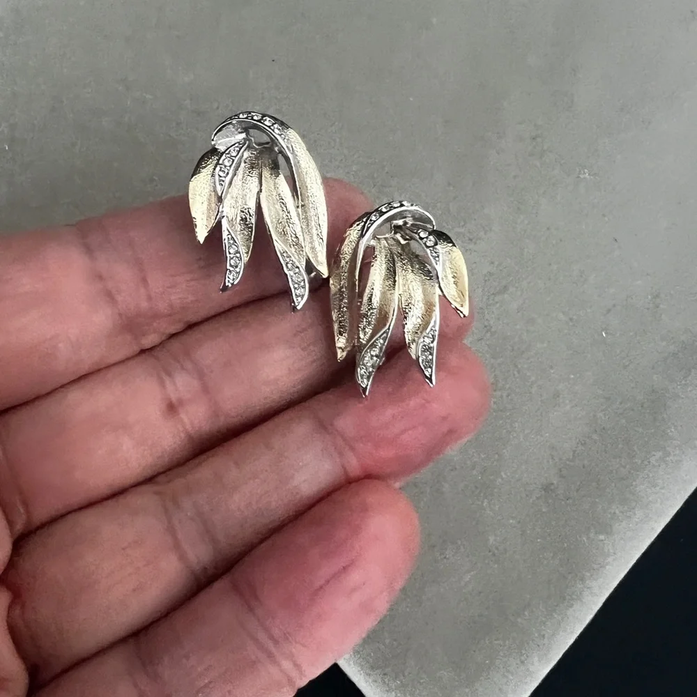 BUTLER Silver and Gold Leaf Clip-On Earrings - Picture 4 of 6